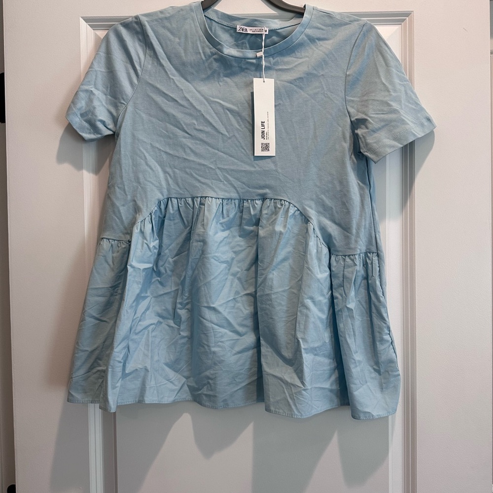 Zara Sky Blue Casual Top